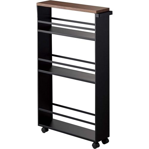  YAMAZAKI home Tower Rolling Slim Storage Cart With Handle Black