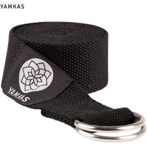  [아마존베스트]Yamkas Yoga Strap, 100 % Organic Cotton 1.8 - 3 M Long Yoga Strap with Metal Clasp, Yoga Strap Stretch Band