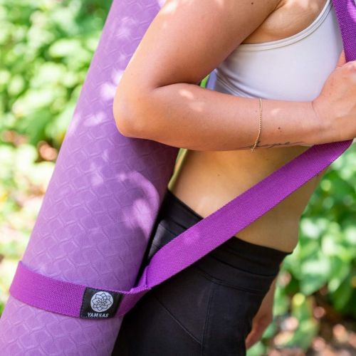  [아마존베스트]Yamkas Yoga Mat Carrying Strap Adjustable Loops Organic Cotton Adjustable Carry Strap for Transportation Mat Carry Strap for All Yoga Mat Sizes