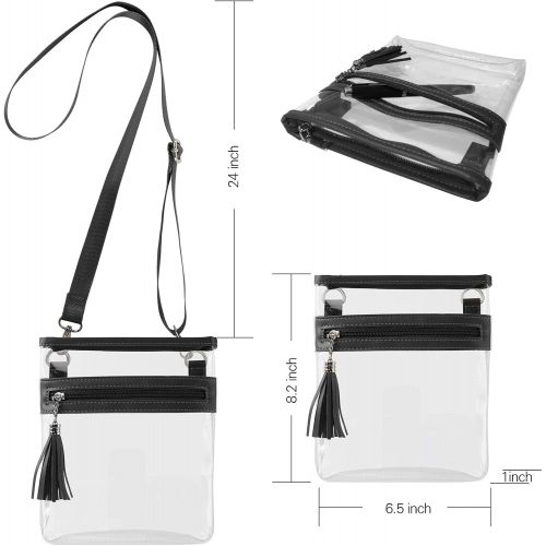  YanHao Clear Purse Fashion NCAA PGA NFL Stadium Approved Clear Bag Crossbody Transparent Bag with Tassel