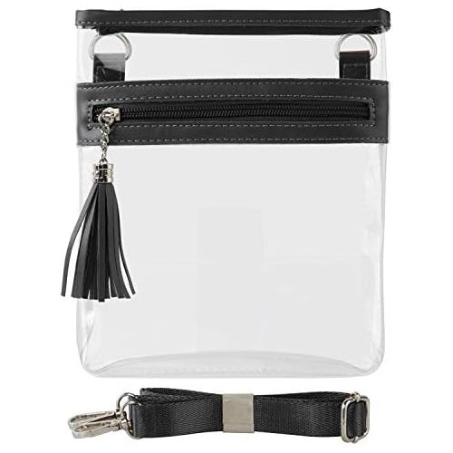  YanHao Clear Purse Fashion NCAA PGA NFL Stadium Approved Clear Bag Crossbody Transparent Bag with Tassel