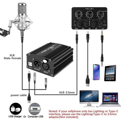  YanZhenYu Professional BM-800 | Cardioid Condenser Microphone Set with 6 Basic Accessories and A Mixer Sound Card，Luxury Kit (BM 800 black)