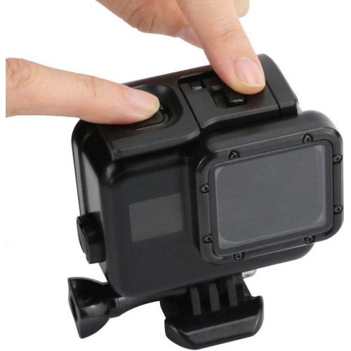  Yangers Wasserdichte Schutzhuelle Gehause Zubehoer fuer GoPro Hero 7 Black Modell 6 5 Action-Kamera, Silikon-Unterwasserschutz-Kafigabdeckung mit hinterer Tuer-Touchscreen