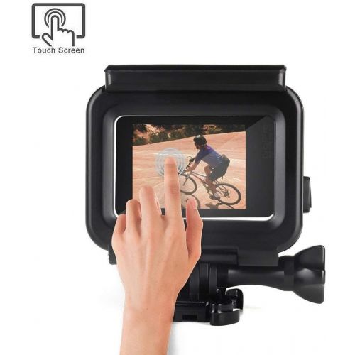  Yangers Wasserdichte Schutzhuelle Gehause Zubehoer fuer GoPro Hero 7 Black Modell 6 5 Action-Kamera, Silikon-Unterwasserschutz-Kafigabdeckung mit hinterer Tuer-Touchscreen