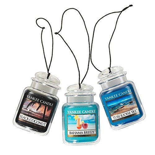  Yankee Candle Car Jar Ultimate Hanging Air Freshener 3-Pack (Bahama Breeze, Black Coconut, and Turquoise Sky)