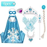 Yansion Princess Dress Up Costume Accessories Gift Set for Princess Cosplay Gloves Tiara Wand and Necklace(Blue)