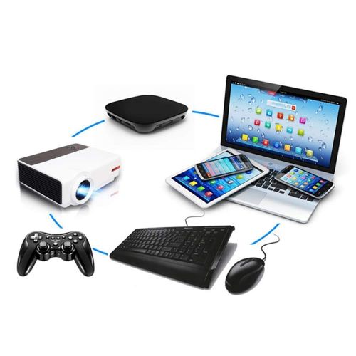  Yanyuwen Projector - Wireless On-Screen, Wifi Bluetooth, Delivery Distance Is 2-7M, Delivery Screen Is 20-200 Inches, Keystone Correction, Resolution 1280 800DPI, Suitable For Business Offi