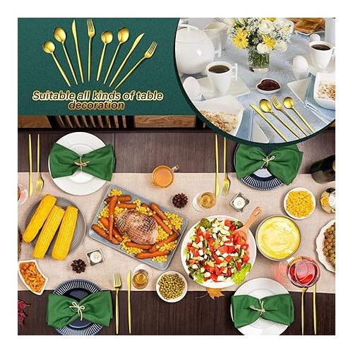 200 Pcs Gold Silverware Set with Knives Spoons and Forks Portable Stainless Steel Flatware Set Reusable Gold Utensils Set Dishwasher Safe Gold Cutlery Set for Kitchen Restaurant Service for 50