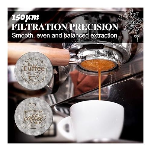  2 Pieces 53.3mm Espresso Puck Screen, 1.7mm Thickness 150μm Reusable Barista Espresso Screen Stainless Steel Coffee Filter Mesh Plate for Bottomless Portafilter Filter Basket