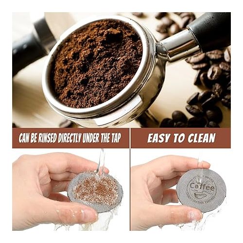  2 Pieces 53.3mm Espresso Puck Screen, 1.7mm Thickness 150μm Reusable Barista Espresso Screen Stainless Steel Coffee Filter Mesh Plate for Bottomless Portafilter Filter Basket