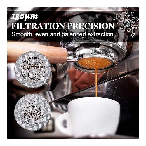  2 Pieces 58.5mm Espresso Puck Screen, 1.7mm Thickness 150μm Reusable Barista Espresso Screen Stainless Steel Coffee Filter Mesh Plate for Bottomless Portafilter Filter Basket