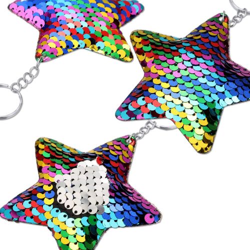  Yaomiao 25 Pieces Sequin Keychains Flip Sequins Keychain with Unicorn Mermaid Tail Cat Star Shape for Kids Girls Birthday Party Christmas Gifts