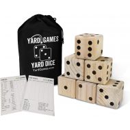 [아마존핫딜][아마존 핫딜] Yard Games Giant 3.5 Wooden Yard Dice with Laminated Yardzee and Farkle Scoresheets and Durable Carrying Case