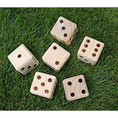  [아마존핫딜][아마존 핫딜] Yard Games Giant 3.5 Wooden Yard Dice with Laminated Yardzee and Farkle Scoresheets and Durable Carrying Case