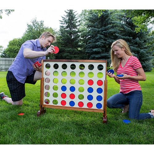  Yard Games Giant 4 Connect in a Row with Carrying Case and Stained and Finished Legs and Frame