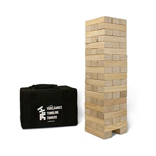  Yard Games Giant Tumbling Timbers with Carrying Case | Starts at 2.5-Feet Tall and Builds to Over 5-Feet | Made with Premium Pine Wood