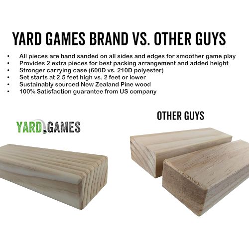  Yard Games Giant Tumbling Timbers with Carrying Case | Starts at 2.5-Feet Tall and Builds to Over 5-Feet | Made with Premium Pine Wood