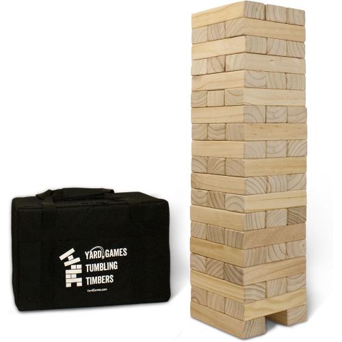  Yard Games Giant Tumbling Timbers with Carrying Case | Starts at 2.5-Feet Tall and Builds to Over 5-Feet | Made with Premium Pine Wood