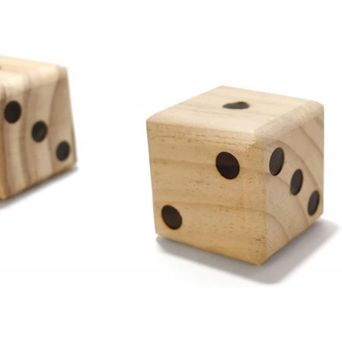  Yard Games Large 2.5 Wooden Yard Dice with Laminated Yardzee and Yard Farkle Includes 6 Dice with Durable Carrying Case