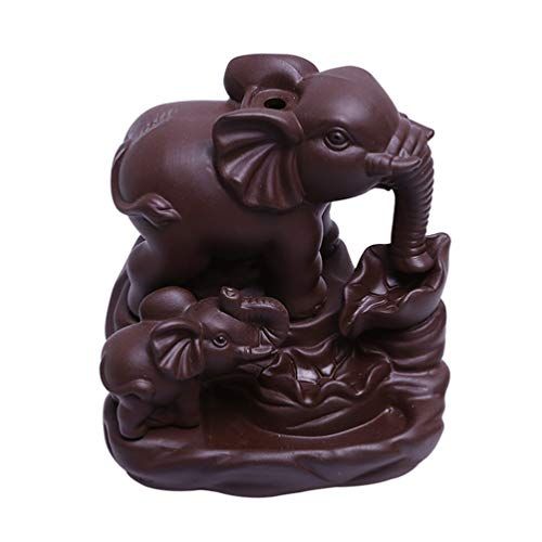  인센스스틱 Yardwe Elephant Backflow Incense Holder Ceramic Waterfall Incense Burner Stick Censer Luck Animal Statue Collectable Figurine for Home Decor Yoga Office Ornament