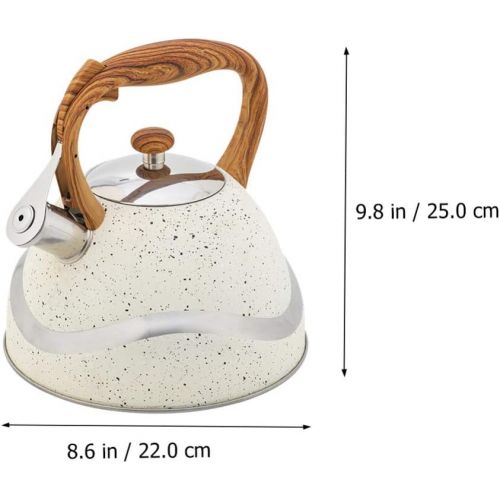  Yardwe Tea Kettle Stovetop Tea Pot Stovetop 3. 5 Quart Whistling Tea Kettle Stainless Steel Hot Water Teapot Heating Water Container with Wood Handle for Home Gas Stovetop