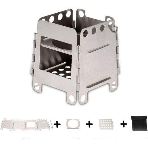  YARDWE Collapsible Foldable Camping Stove Portable Lightweight Folding Wood Burning Backpacking Stove for Outdoor Cooking Picnic Hunting Supplies