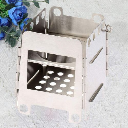  YARDWE Collapsible Foldable Camping Stove Portable Lightweight Folding Wood Burning Backpacking Stove for Outdoor Cooking Picnic Hunting Supplies