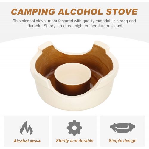  YARDWE Outdoor Stove Burner Portable Ceramic Camping Stove Stainless Steel Camping Cookware Mini Wood Burning Stove for Travel Camping Hiking Backpacking Picnic