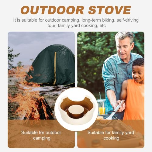  YARDWE Outdoor Stove Burner Portable Ceramic Camping Stove Stainless Steel Camping Cookware Mini Wood Burning Stove for Travel Camping Hiking Backpacking Picnic