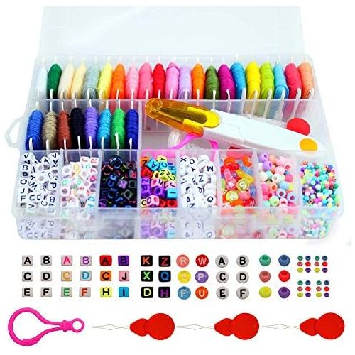  [아마존베스트]Yaromo Friendship Bracelet Making Beads Kit, Letter Beads, 22 Multi-Color Embroidery Floss A-Z Alphabet Beads Bracelets String Kit for Friendship Bracelets, Jewelry Making