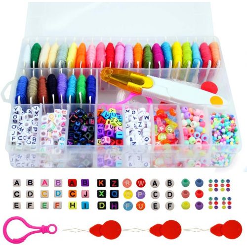  [아마존베스트]Yaromo Friendship Bracelet Making Beads Kit, Letter Beads, 22 Multi-Color Embroidery Floss A-Z Alphabet Beads Bracelets String Kit for Friendship Bracelets, Jewelry Making