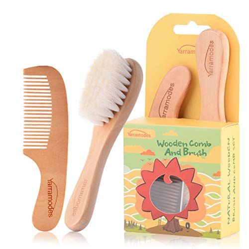  [아마존베스트]YARRA MODES Baby Goat Hair Brush and Comb Set for Newborns & Toddlers Eco-Friendly Safe Brush for Cradle...