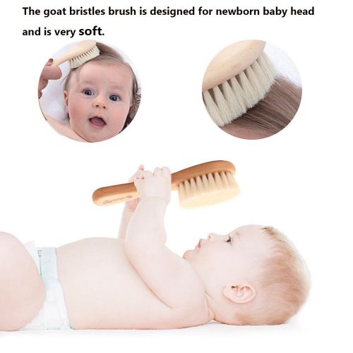  [아마존베스트]YARRA MODES Baby Goat Hair Brush and Comb Set for Newborns & Toddlers Eco-Friendly Safe Brush for Cradle...