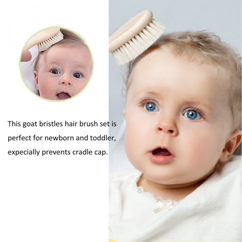  [아마존베스트]YARRA MODES Baby Goat Hair Brush and Comb Set for Newborns & Toddlers Eco-Friendly Safe Brush for Cradle...