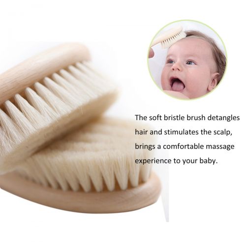  [아마존베스트]YARRA MODES Baby Goat Hair Brush and Comb Set for Newborns & Toddlers Eco-Friendly Safe Brush for Cradle...