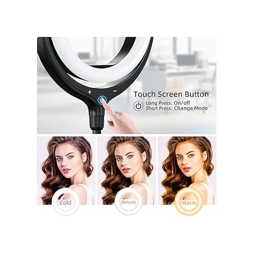  10.5'' Desk Ring Light with Stand and Phone iPad Holder, Computer Ring Light for Zoom Calls Video Conference Online Meeting, Halo Light Ring with Stand for Live Streaming Makeup Video Recording