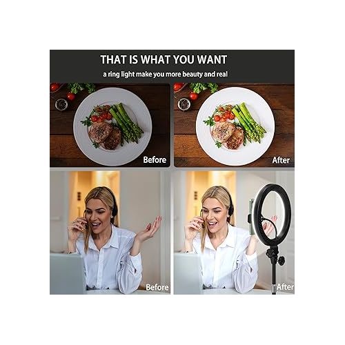  Desk Ring Light with Stand and Phone Holder - 10.5'' Desktop Light Ring for Video Recording, Podcast, Selfie, Zoom Lighting for Computer Laptop Video Conference Lighting, Online Meeting, Video Call