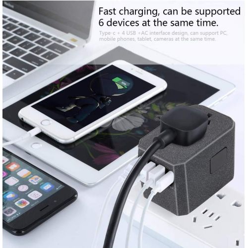  [아마존 핫딜] Power Plug Adapter - Yarrashop All in One Universal Power Adapter with 1 Type C Ports, 4 USB Wall Charger Plug for European US, EU, UK, AU 150+ Countries