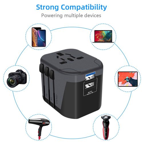  [아마존 핫딜]  [아마존핫딜]Yarrashop Reiseadapter Reisestecker Weltweit 200 Landern Universal Travel Adapter 2 USB Ports + AC Stromadapter Aufladung International einsetzbar fuer Deutschland Europa USA Australian usw