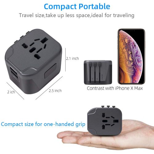  [아마존 핫딜]  [아마존핫딜]Yarrashop Reiseadapter Reisestecker Weltweit 200 Landern Universal Travel Adapter 2 USB Ports + AC Stromadapter Aufladung International einsetzbar fuer Deutschland Europa USA Australian usw