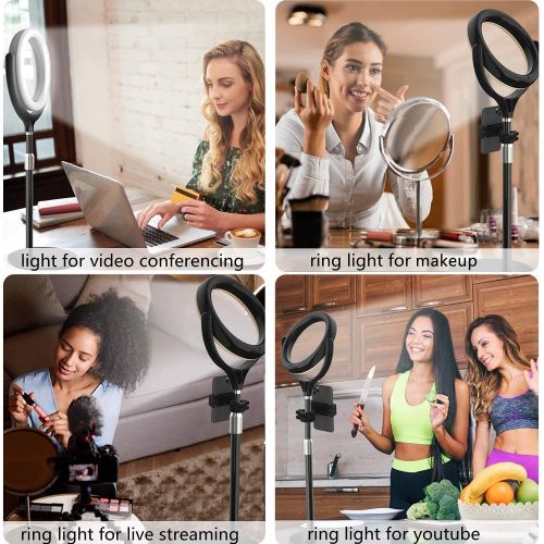  [아마존베스트]Yarrashop Computer Ring Light for Video Conferencing - Desk Circle Light for Laptop with Adjustable Metal Stand and Phone Holder for Video Recording, Webcam Chat, Makeup, Live Stream, Selfie