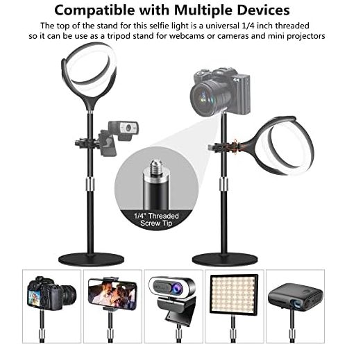  [아마존베스트]Yarrashop Computer Ring Light for Video Conferencing - Desk Circle Light for Laptop with Adjustable Metal Stand and Phone Holder for Video Recording, Webcam Chat, Makeup, Live Stream, Selfie