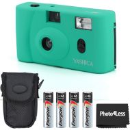 [아마존베스트]Yashica MF-1 Snapshot Art 35mm Film Camera Turquoise + Energizer AA Batteries (4 Pack)+ Case + Cloth