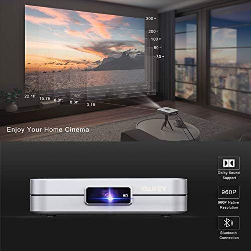  [아마존베스트]-Service-Informationen Yaufey Mini DLP Projector, 4000 Lumens WiFi Video Projector Compatible Smartphone, Android Home Cinema Projector Supports HD 1080P HDMI / USB / Bluetooth - with Tripod