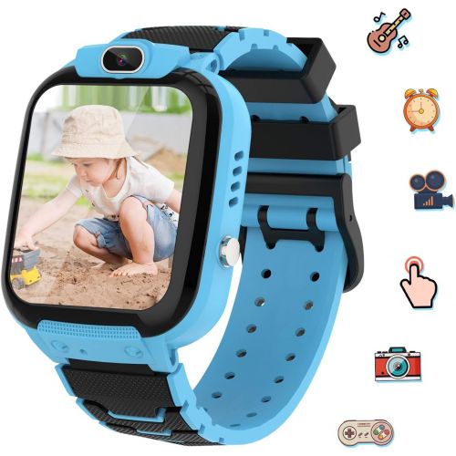  [아마존베스트]Qiao Hao Kids Smart Watch for Boys, Smart Watch for Kids Educational, Kid Watch Electronic Game Toys, Camera Watch Birthday for Kids Aged 3-12 (Blue)