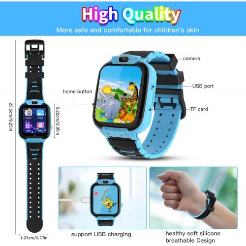  [아마존베스트]Qiao Hao Kids Smart Watch for Boys, Smart Watch for Kids Educational, Kid Watch Electronic Game Toys, Camera Watch Birthday for Kids Aged 3-12 (Blue)