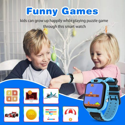  [아마존베스트]Qiao Hao Kids Smart Watch for Boys, Smart Watch for Kids Educational, Kid Watch Electronic Game Toys, Camera Watch Birthday for Kids Aged 3-12 (Blue)