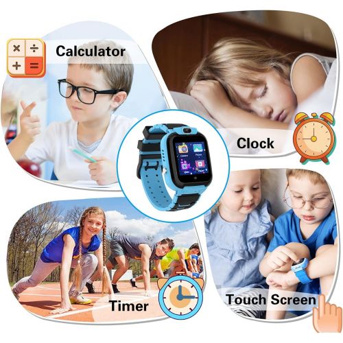  [아마존베스트]Qiao Hao Kids Smart Watch for Boys, Smart Watch for Kids Educational, Kid Watch Electronic Game Toys, Camera Watch Birthday for Kids Aged 3-12 (Blue)