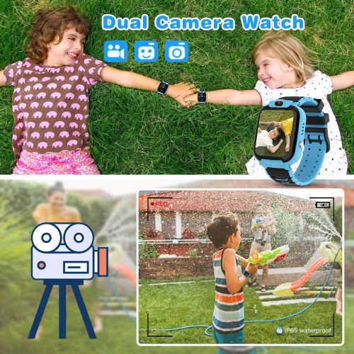  [아마존베스트]Qiao Hao Kids Smart Watch for Boys, Smart Watch for Kids Educational, Kid Watch Electronic Game Toys, Camera Watch Birthday for Kids Aged 3-12 (Blue)