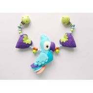 /YayoHandMadeBoutique Felt parrot pram toy Pram garland Stroller chain Newborn girl gift idea Handmade toy for infant